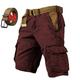 GAGFDA Men's Multi-Pocket Tactical Shorts,Men's Lightweight Stretch Cargo Shorts Multi Pocket Casual Shorts,Retro Washed Shorts (burgundy,M)