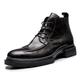 VAVENI Lace up PU leather short boots, vintage men's boots, fashion boots, western leather boots, 38-48(black,11)