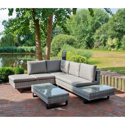 Gartenlounge-Set GARDEN PLEASURE "Lounge-Eckgruppe »CADIZ«", grau (grau natur, schwarz), Aluminium, Wicker/Kunststoffgef