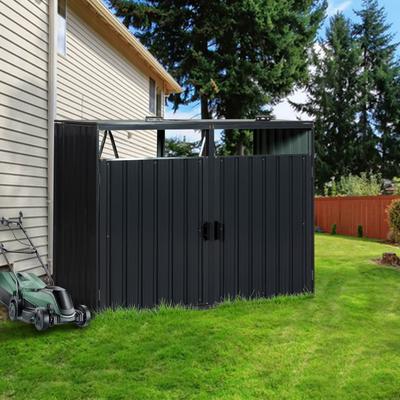 Outdoor Garbage Bin Shed With 2 Doors Metal Bin Shed Stores 2 Trash Cans Bin Shed