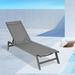 Outdoor Chaise Lounge Chair, Five-Position Adjustable Aluminum Recliner, All Weather (Grey Frame/Dark Grey Fabric)