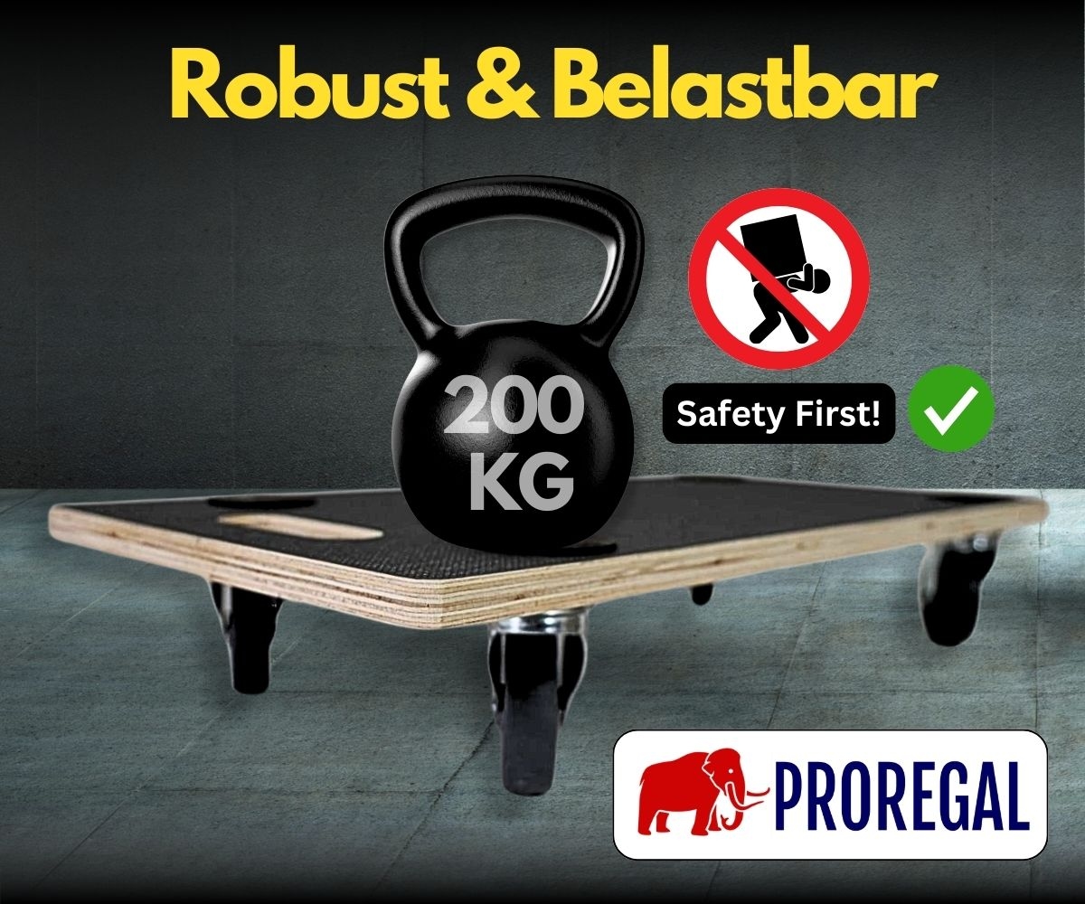 PROREGAL Mega Deal 2x Profi Transportroller mit 4 Rollen | HxBxT 11,5x30x60cm | Traglast 200kg | Siebdruckplatte | Schwarz | Möbelroller Rollbrett Image