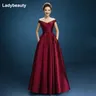 Ladybeauty Neue Kommen Party Prom Kleid Vestido de Festa Boot-ausschnitt satin Schnürung Bogen lange