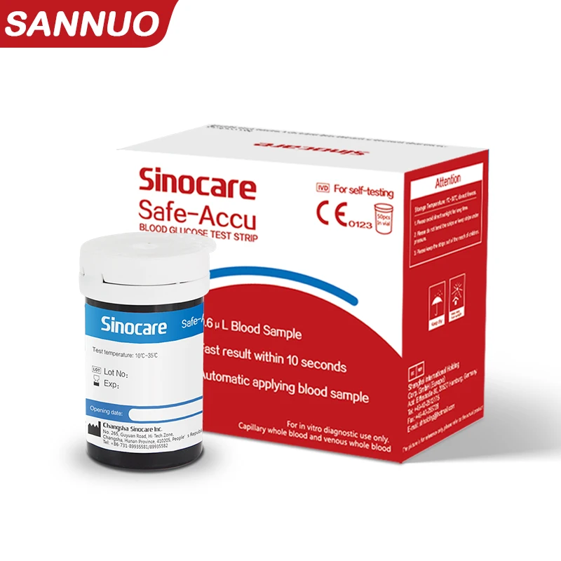 [100 Stück] Sinocare-Teststreifen für Blutzuckermessgerät (nur für Safe-Accu) Image