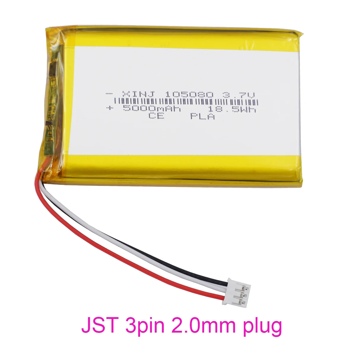 3,7 V 5000 mAh 18,5 Wh Li-Polymer-Ersatz-Lipo-Akku 105080 3-Draht JST 3-poliger 2,0-mm-Stecker NTC für Thermistor Image