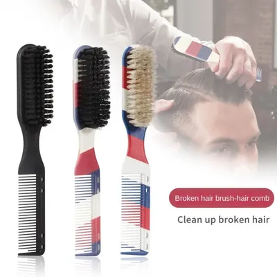 Brosse à barbe noire double face petite brosse de coiffage brosse de rasage professionnelle