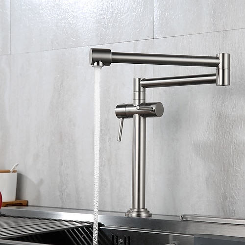 Zusammenklappbarer Mischbatterie für Küchenspüle, an Deck montiert, um 360 drehbare, klappbare Einhand-Wasserhähne für Küchengefäße Image