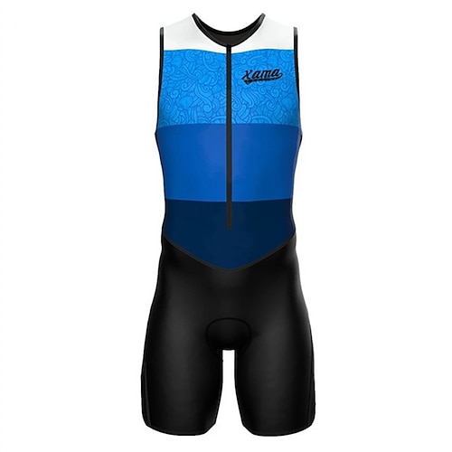 Herren Triathlonanzug Ärmellos Triathlon Sommer Frühling Herbst Silber Hellgelb Schwarz / Orange Grafik Fahhrad Radfahren Fitness, Laufen Yoga Elastisch Ganzkörper Lycra Sport Bekleidung Image