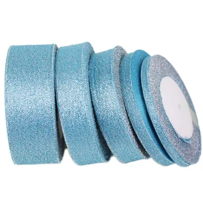 (25 yards/lot) Sky Blue polyester ribbon Christmas packaging ribbon high-grade quality squares