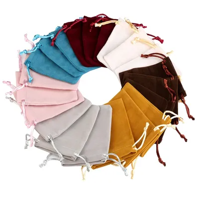 10pcs 5x7cm Mixed Color Velvet Gift Bags High Quality Soft Velvet Christmas Jewelry Gift Display