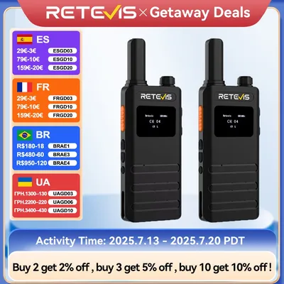 Retevis B63S（3nd Gen RT622) Walkie Talkie 2 Pcs with LCD Screen Ultra-thin Walkie-talkie License-free Type C for Camping Hiking