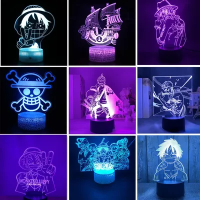 One Piece Zoro Luffy Nami Anime Night Lights Action Figure 3D LED Color Changing Toys Doll Usopp