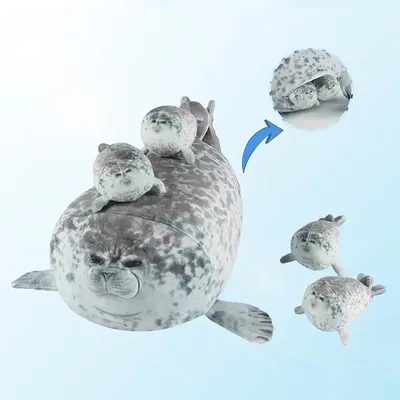 40cm Mother and son Seal five-piece plush toy Seal zipper toy for boys and girls Christmas Halloween