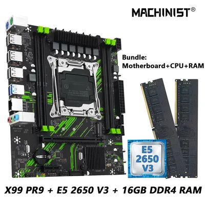 MACHINIST X99 PR9 Motherboard Kit LGA 2011-3 Set With Intel Xeon E5 2650 V3 CPU Processor And DDR4