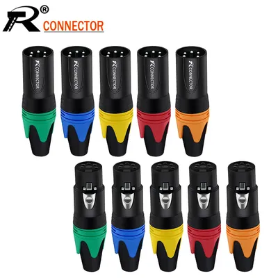10pcs/lot 5 Pin XLR Connector Male / Female Jack Plug Nickel Plated 5 Pole Microphone Jack MIC Cable