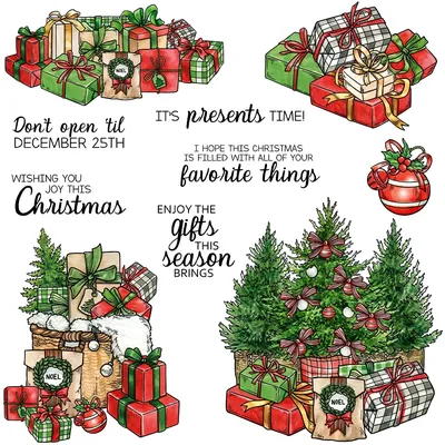 Mangocraft Christmas Trees And Xmas Gifts Cutting Dies Clear Stamp DIY Scrapbooking Metal Dies Silicone Stamps For Cards Albums