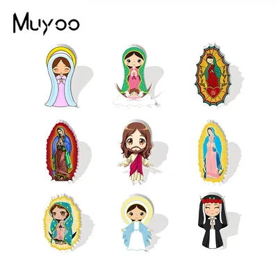 2023 New Arrival Fashion Our Lady of Guadalupe Virgin Mary Jesus Handcraft Epoxy Acrylic Resin Lapel