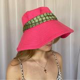 J. Crew Accessories | J.Crew Wide Brim Summer Hat Cotton Women M-L Beach Pool Buckle Pink Barbiecore | Color: Pink | Size: Os