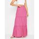 Long Tall Sally Tall Pink Print Tiered Maxi Skirt, Pink, Size 8, Women
