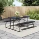 Living And Home Black Picnic Foldable Table Bench Set 4 Seater Camping Table Set Garden Picnic And Bench Set