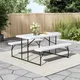 Living And Home White Picnic Foldable Table Bench Set 4 Seater Camping Table Set Garden Picnic And Bench Set