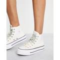 Converse Chuck Taylor Lift Hi trainers with ombre laces in cream-White
