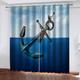 Blackout Curtains For Bedroom 200X210Cm Drop Super Soft Thermal Insulated Eyelet Curtains 3D Blue Ocean Anchor Pattern Living Room Home Decoration Window Treatments 2 Panels