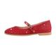Ankle Strap Ballet Flats Ballerinas Flat Shoes Crystals Flat Pumps with Low Block Heels for Women Studded Sequins Heeled Pumps Buckle Up Flats Slide Slippers Sandals Red Size 13