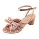 Blandoom Chunky Sandals for Women Girls Sandals Retro Leather Roman Garden Walking Shoes Size 3-7.5 Casual Beach Sandals Womens Diamante High Heel Mules Arch Support Sandals