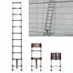 3.2M/10.5FT Telescopic Ladder Stainless Steel Loft Ladder, EN131 Safety Multi-Purpose Ladders Extendable Roof Ladder with Height Adjustable, Anti-Slip Rubber Feet, Portable Folding Ladder
