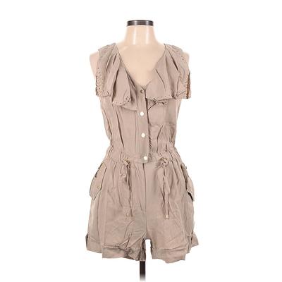 Cache Romper Collared Sleeveless: Tan Solid Rompers - Women's Size Medium