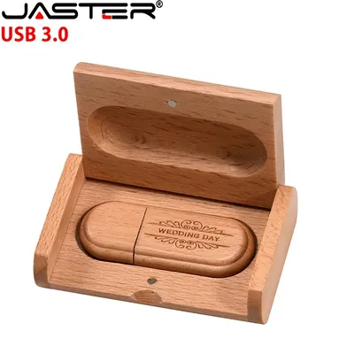 JASTER USB 3.0-Flash-Laufwerk, kostenloses individuelles Logo, Holzkiste, Stiftlaufwerk, Image