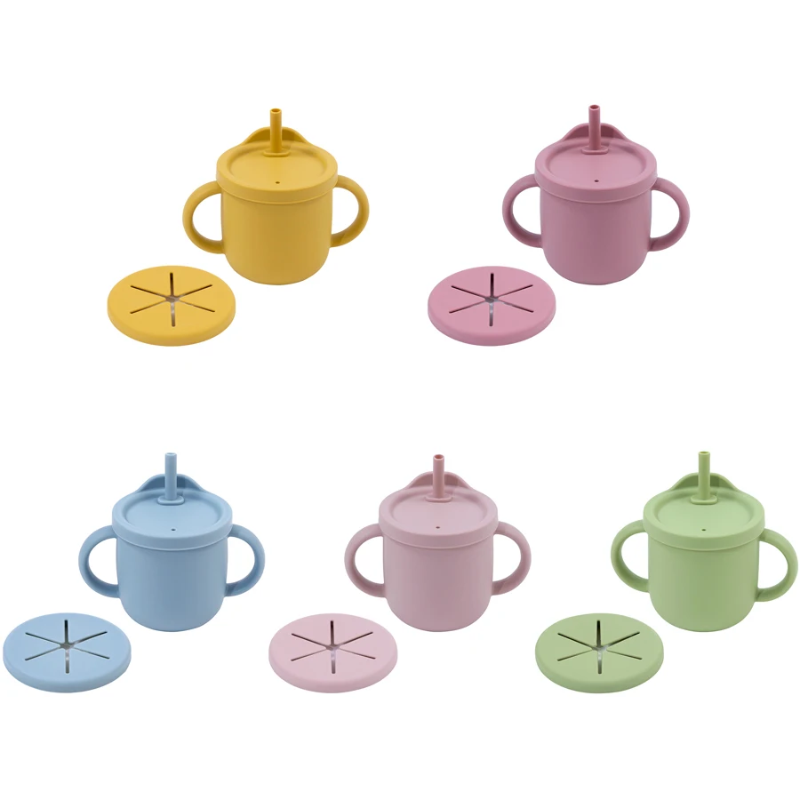 1PC Baby Lernen Trinkbecher mit Doppel Griff Tragbare Auslaufsicher Kleinkinder Wasser Tassen Flasche Babynahrung Box Snack Tasse Image