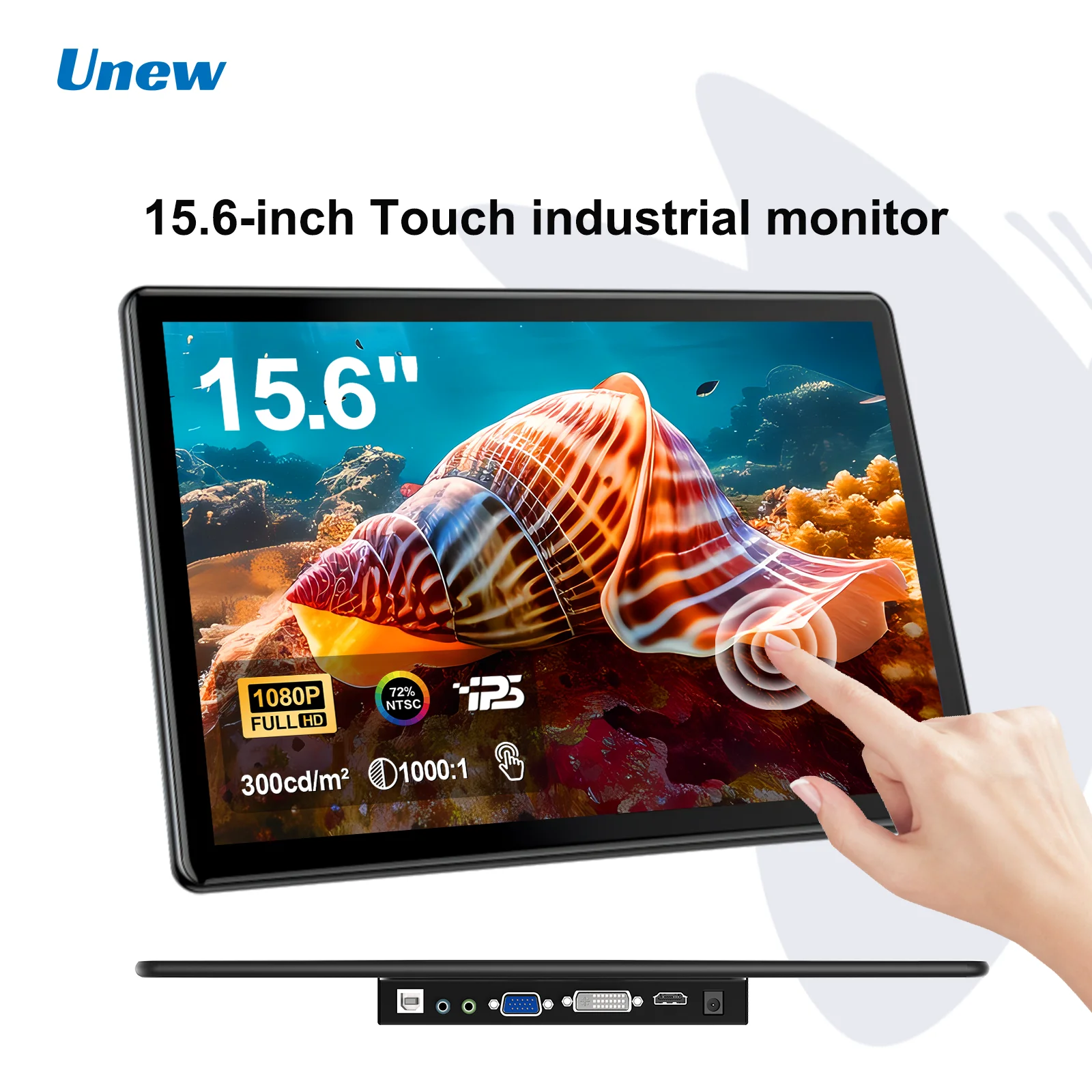 Unew 15.6 "moniteur à écran tactile 1920x1080 60Hz 16:9 écran IPS HDMI type-c VGA DVI pour Raspberry Pi CCTV industriel 75*75mm VESA