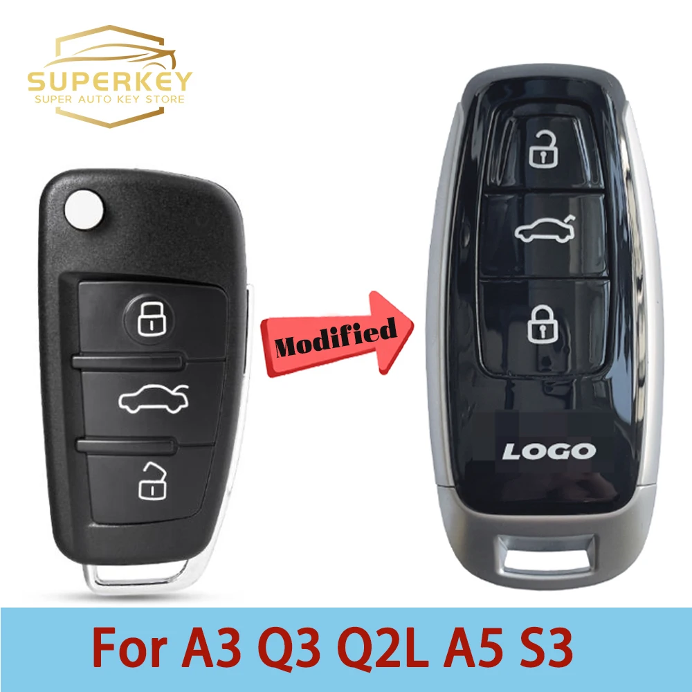 SUPERKEY – coque de clé de voiture intelligente sans clé, nouveau Style, pour Audi 2008 2009 2011 2013 2014, Audi A3 Q3 Q2L A5 S3