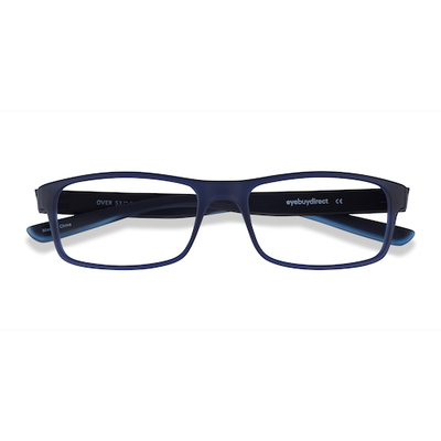 Female s rectangle Dark Blue Plastic Prescription eyeglasses - Eyebuydirect s Over