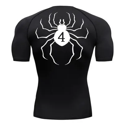 Spider Print Compression Shirt for Men Short Sleeve Rash Guard Gym Workout Undershirts Baselayers