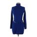 INC International Concepts Casual Dress - Sweater Dress Turtleneck Long Sleeve: Blue Dresses - Women's Size Medium