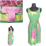 Lilly Pulitzer Dresses | Lilly Pulitzer Silk - Cotton Blend Sleeveless Strawberry Print Midi Dress Small | Color: Green/Pink | Size: S