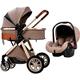 Stroller Baby Stroller for Newborn, 3 in 1 Baby Carriage Stroller Upgraded Infant Single Bassinet Seat Toddler Pram Stroller Luxury Pushchair with Rain Cover, Footmuff, Mosquito Net (Color :