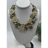 J. Crew Jewelry | J. Crew Vintage Cream Rhinestone Flower Bloom Cluster Statement Necklace | Color: Cream/Gold | Size: Os