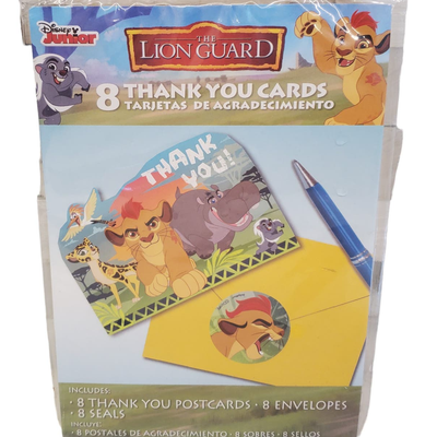 Disney Design | Disney Lion Guard Thank You Cards Envelopes Lion Guard Stickers 8 Pack Thank You | Color: Green/Yellow | Size: Os