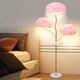 MOFGOE 70.9" Ostrich Feather Floor Lamp, 3-Light Dimmable Floor Lamp for Bedroom with Tray and Foot Switch, Indoor Atmosphere Lamp High Foot Light, Living Room Corner Decoration Lamp,Pink