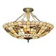 Tiffany Style Mosaic Chandeliers, Natural Shell Glass Ceiling Lights, Dimmable Modern Butterfly Pendant Light for Living Room Bedroom Dining Room Farmhouse Kitchen Island Light,24