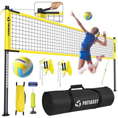 Professional Volleyball Net Set Heavy Duty Portable with Poles Ball Pump Outdoor