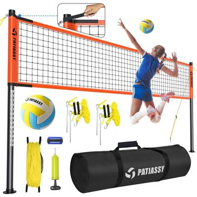 Professional Volleyball Net Set Heavy Duty Portable with Poles Ball Pump Outdoor