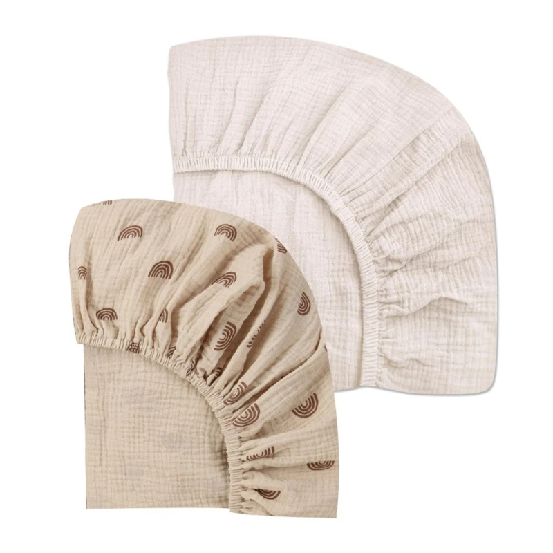 2 teile/satz Boho neutrale Regenbogen Musselin Matratze Kinder bett Bettwäsche Baumwolle angepasst Baby Krippe Blatt für Mädchen und Jungen
