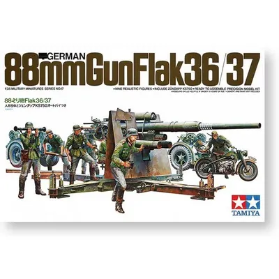 TAMIYA MODELL 1/35 SKALA military modelle #35017 Deutsch 88mm Gun Flak 36/37 Image