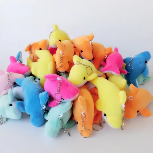 100 Stück Delphin gefüllt Plüsch Spielzeug Schlüssel anhänger 10cm Mini Delphin Schlüssel bund