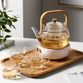 Verdickte Borosilikatglas-Teekanne mit Bambus griff Teekanne und Tee tasse Set unabhängiges Tee
